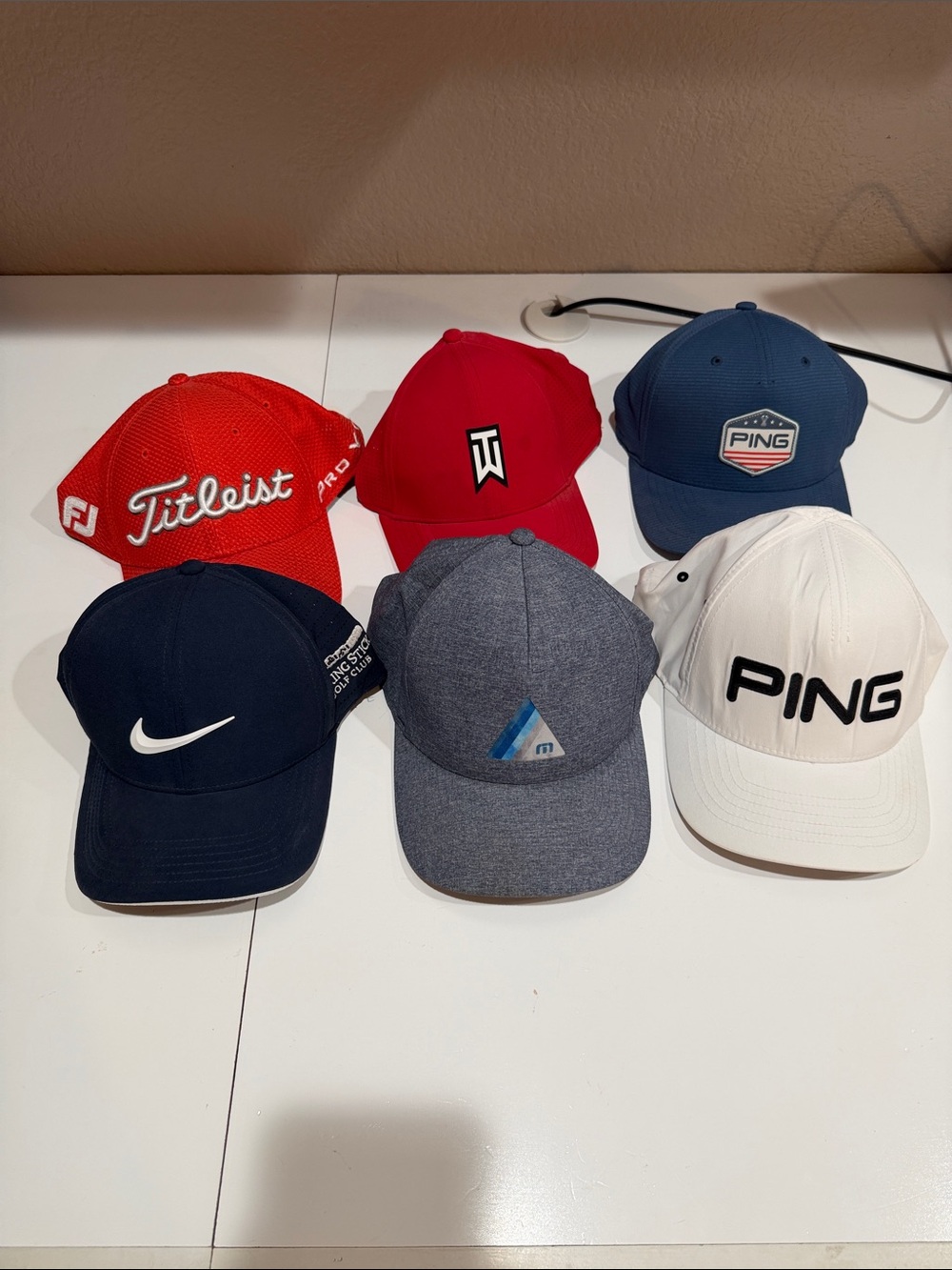 Titleist/Ping TW Nike Golf Caps with White Script all 6